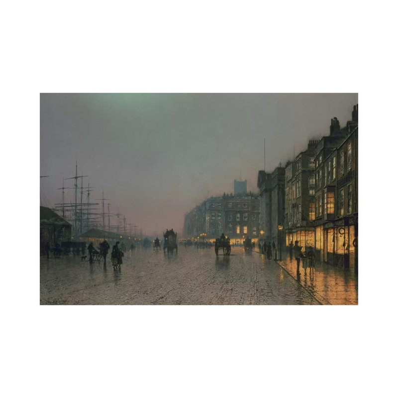 Liverpool Docks From Wapping, C.1870, by John Atkinson Grimshaw - Painting on Canvas, 45.72cm H x 66.04cm W x 3.81cm D