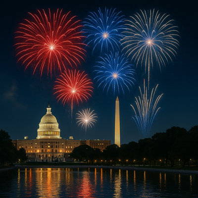 «Capitol and Monument Fireworks Celebration», art mural sur toile
