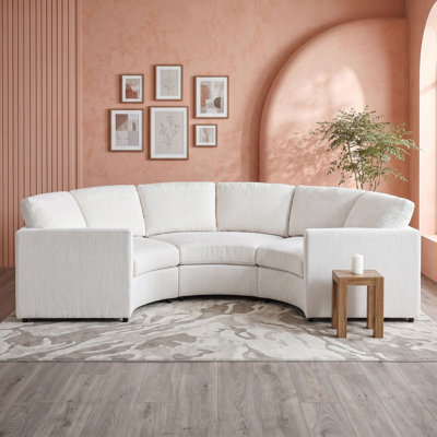 3-Seat Curved Modular Chenille Sectional Sofa with Removable Cushions