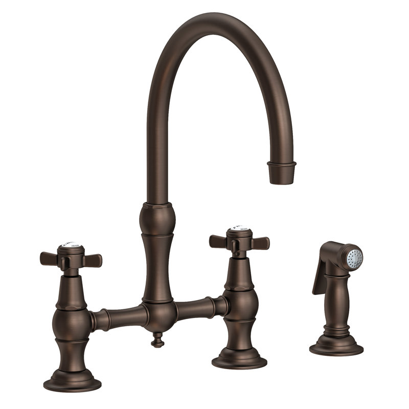 Fairfield Kitchen Bridge Faucet with Side Spray, English Bronze
