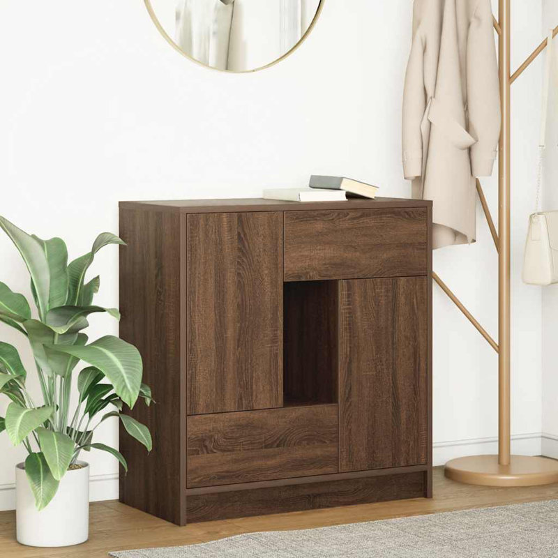 Sideboard With Drawers And Doors 70.5X34x74.5 Cm, Brown Oak