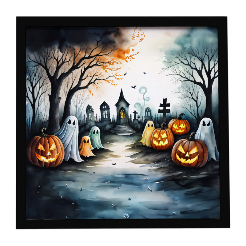 Fantômes effrayants d'Halloween, impression sur métal encadrée