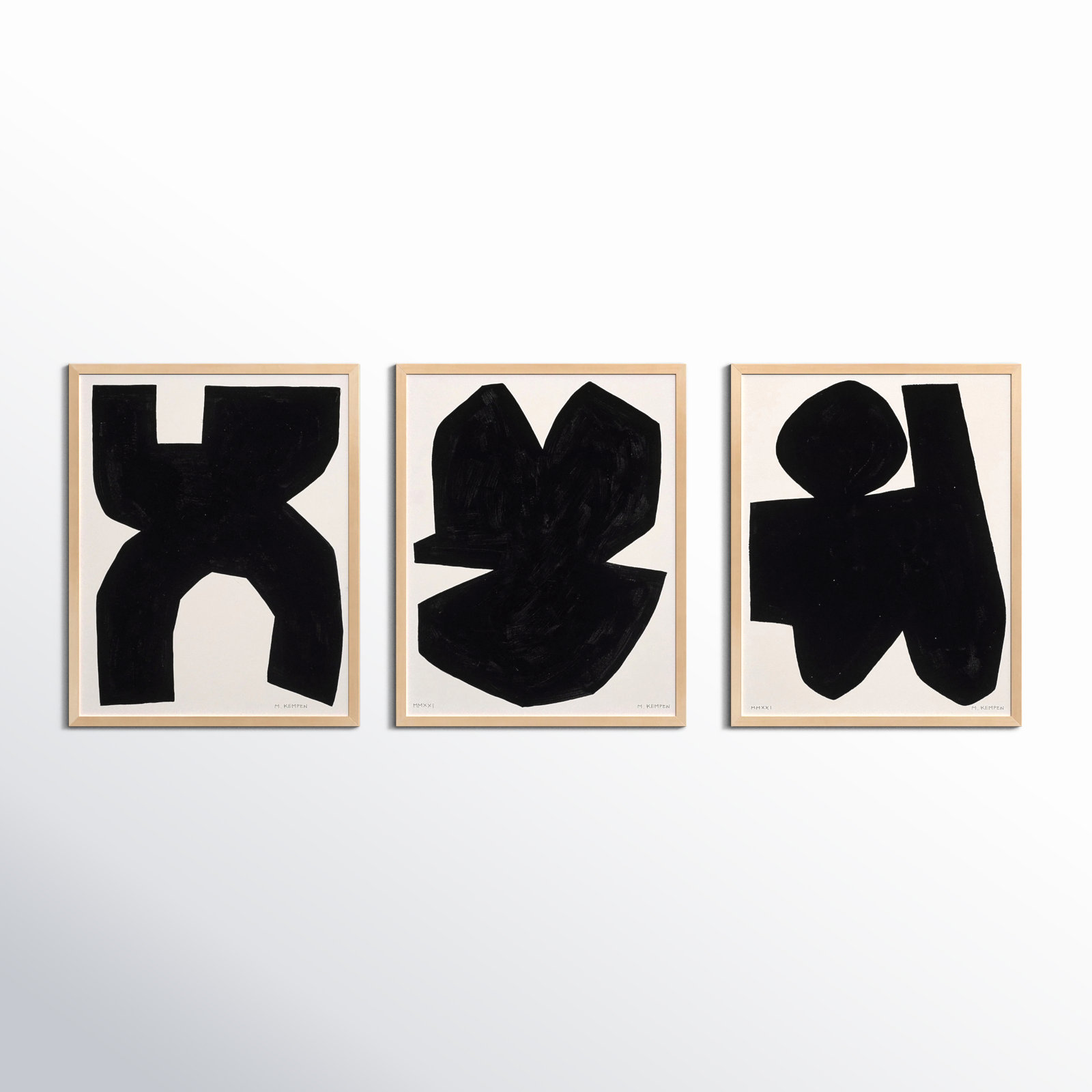 Shauna "Module on White" 3-Piece Painting Set, Brown, 50" H x 40" W x 1.25" D