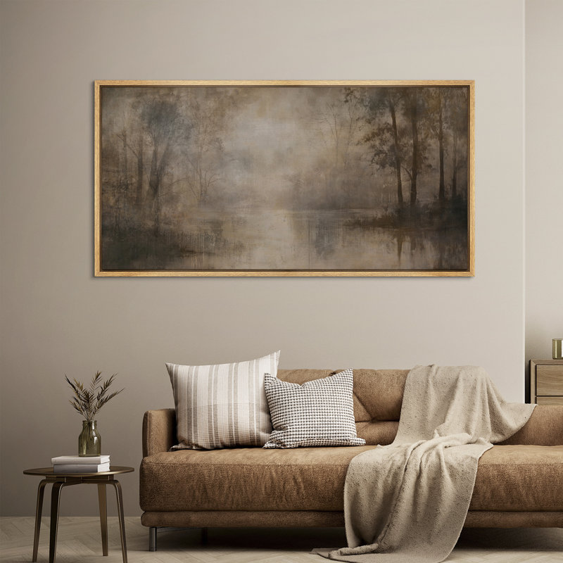 Art mural sur toile Misty Forest River, Naturel, H 30 po x l 60 po