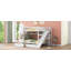 Lit superposé de style château double avec 2 tiroirs, 3 tablettes et glissière - blanc-912376152-912376159