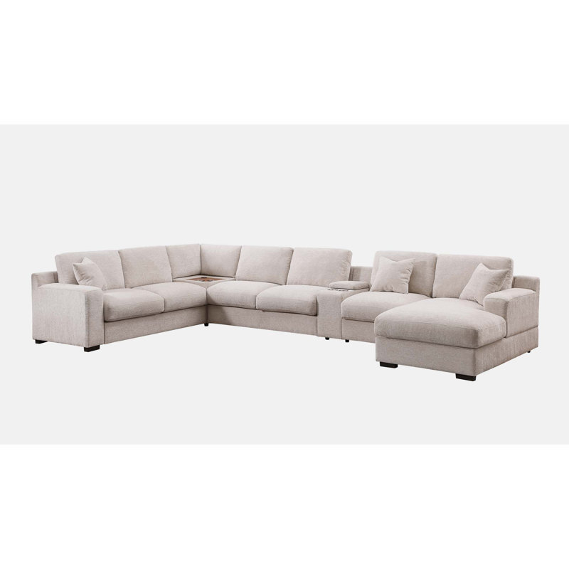 141.5'' Chenille Sofa, Beige Chenille