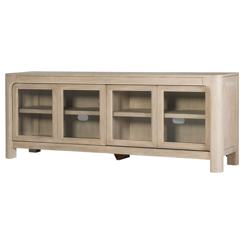 Meuble télé 71 pouces à 2 portes en bois aggloméré de manguier vieilli, placage de manguier, console média en acajou 1pc