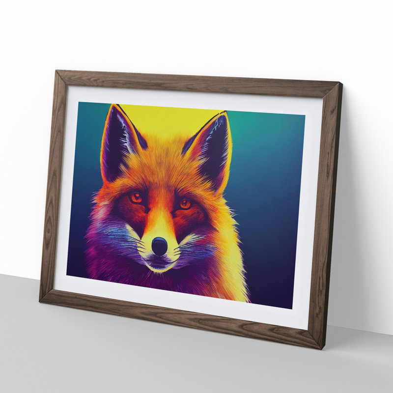 Fox Vol.2 - Single Picture Frame Print, 25cm H x 34cm W x 2cm D, Walnut Framed