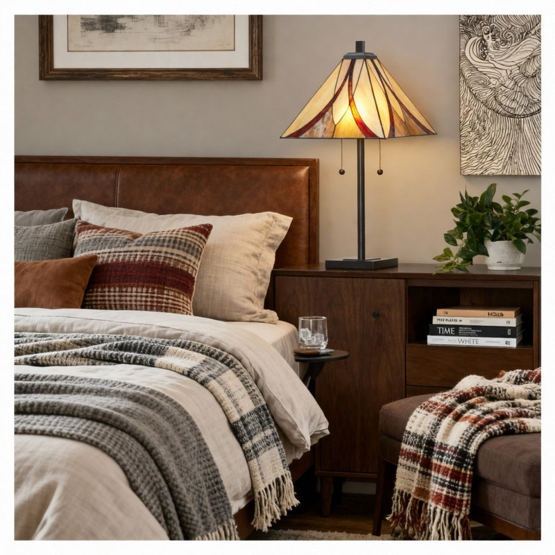 Lampe de table pour l'intérieur, Brun/crème