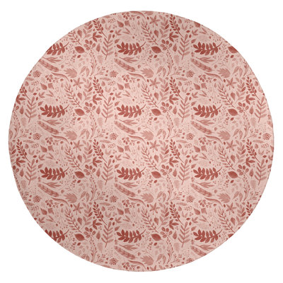 Tapis de zone rouge floral fait main