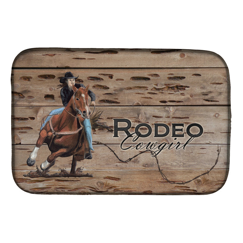 Tapis de séchage racer demi-tonneau rodeo cowgirl