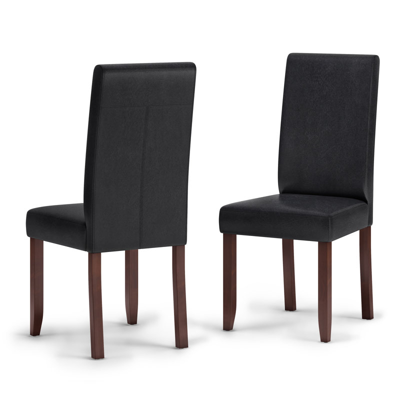Acadian Andover Upholstered Parson Dining Chair with Tufted Backrest and Solid Wood Frame, Distressed Black