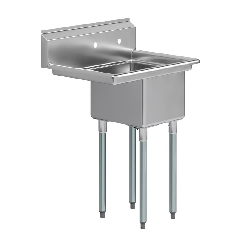 29 in. x 22 in. Stainless Steel One Compartment Sink With 16 in. x 14 in. Bowl And 12 in. Left  Drainboard