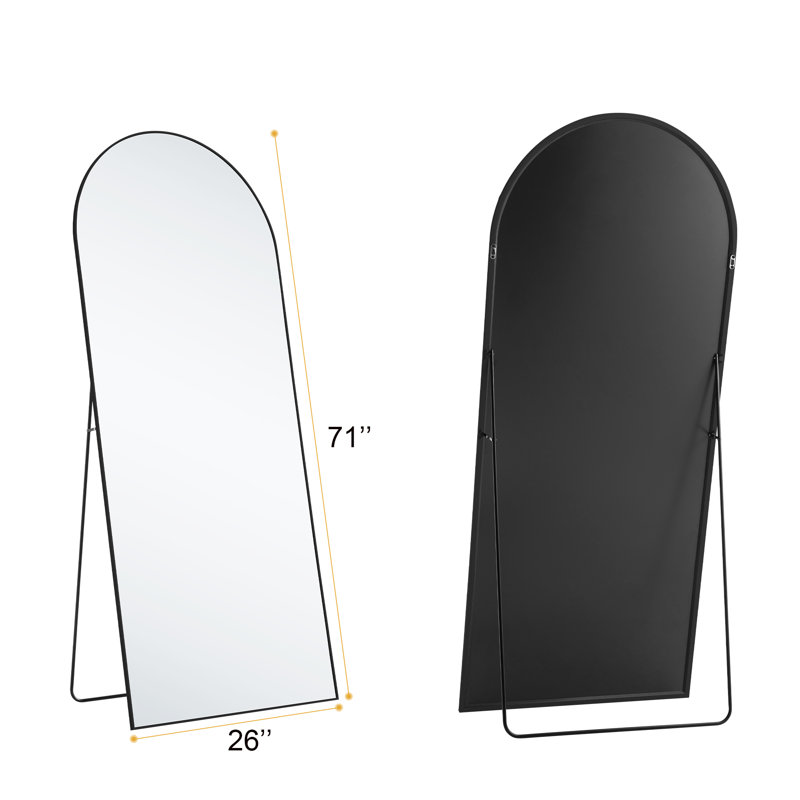Miroirs muraux surdimensionnés arqués, Noir, noir, noir, noir, 71 po x 26 po