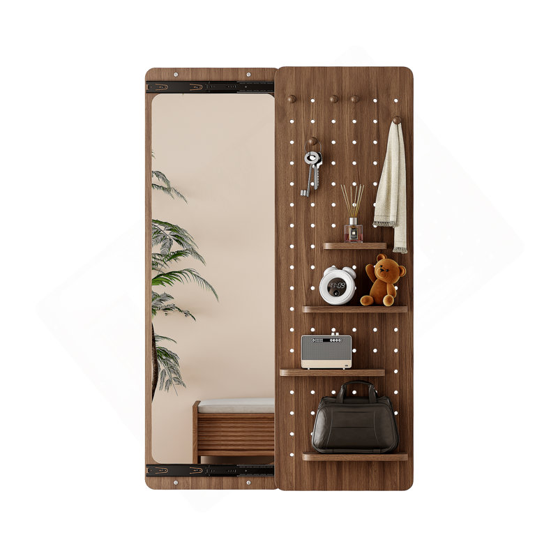 Wall Mounted Full Length Mirror, Full Body Mirror With Shelf, Full Body Mirror With Hook Wall Mounted Mirror With Multifunctional Design Panel