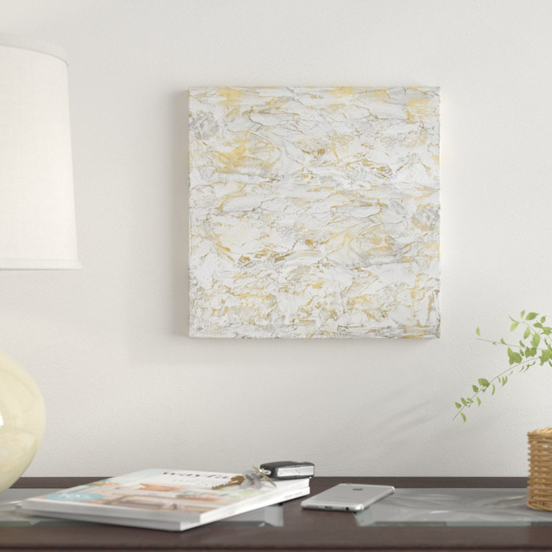 «Textural with Gold II», impression sur toile, H 18 po x l 18 po x P 1,5 po, Toile tendue, Pas de tapis
