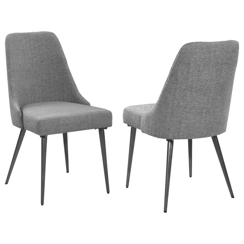 De 2 chaises grises modernes de style Mid-Century - dossier solide, pieds en métal gris acier confortables, design de pieds