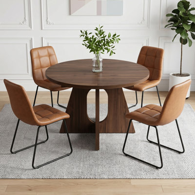 5-Piece Round Dining Table Set For 4-6, 59" Extendable Dining Room Table Set With 4 Ergonomic Chairs , Oval Modern Dinette Table With Mdf Board, Space-Saving.