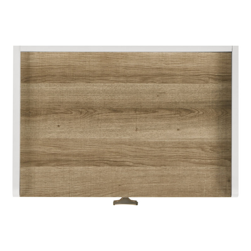 Table de chevet 2 tiroirs Grealish, Brun / Blanc