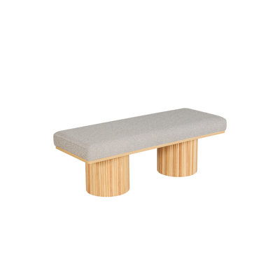 Modern Fabric Contemporary Style Bed-end Bench Boucle Upholstered Bench with Chunky Legs