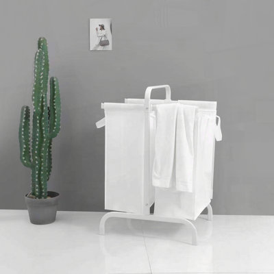 2-Tier Laundry Hamper – 110L with Lid and Sorting Cards – White