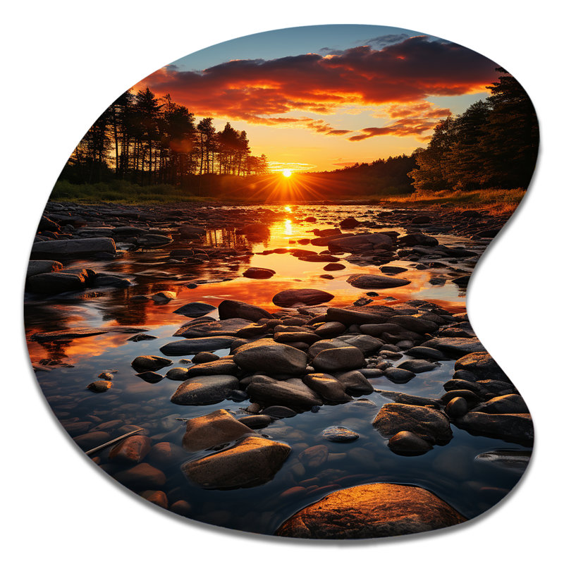 «Kentucky Landscape River - Kentucky Drop Shape», art mural asymétrique en métal, H 27 po x l 27 po