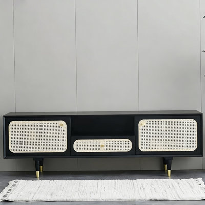Meuble télé moderne en bois massif noir
