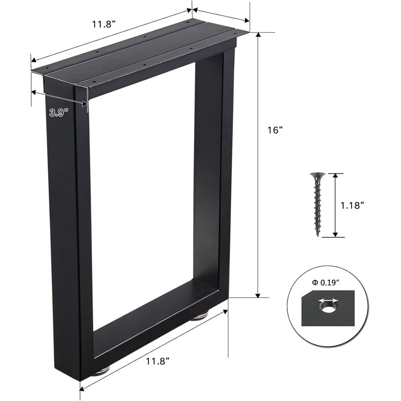 Pieds de banc en métal robustes pour tables basses, bureaux et chaises - ensemble de 2 avec patins antidérapants et trous pré-percés pour une installation facile