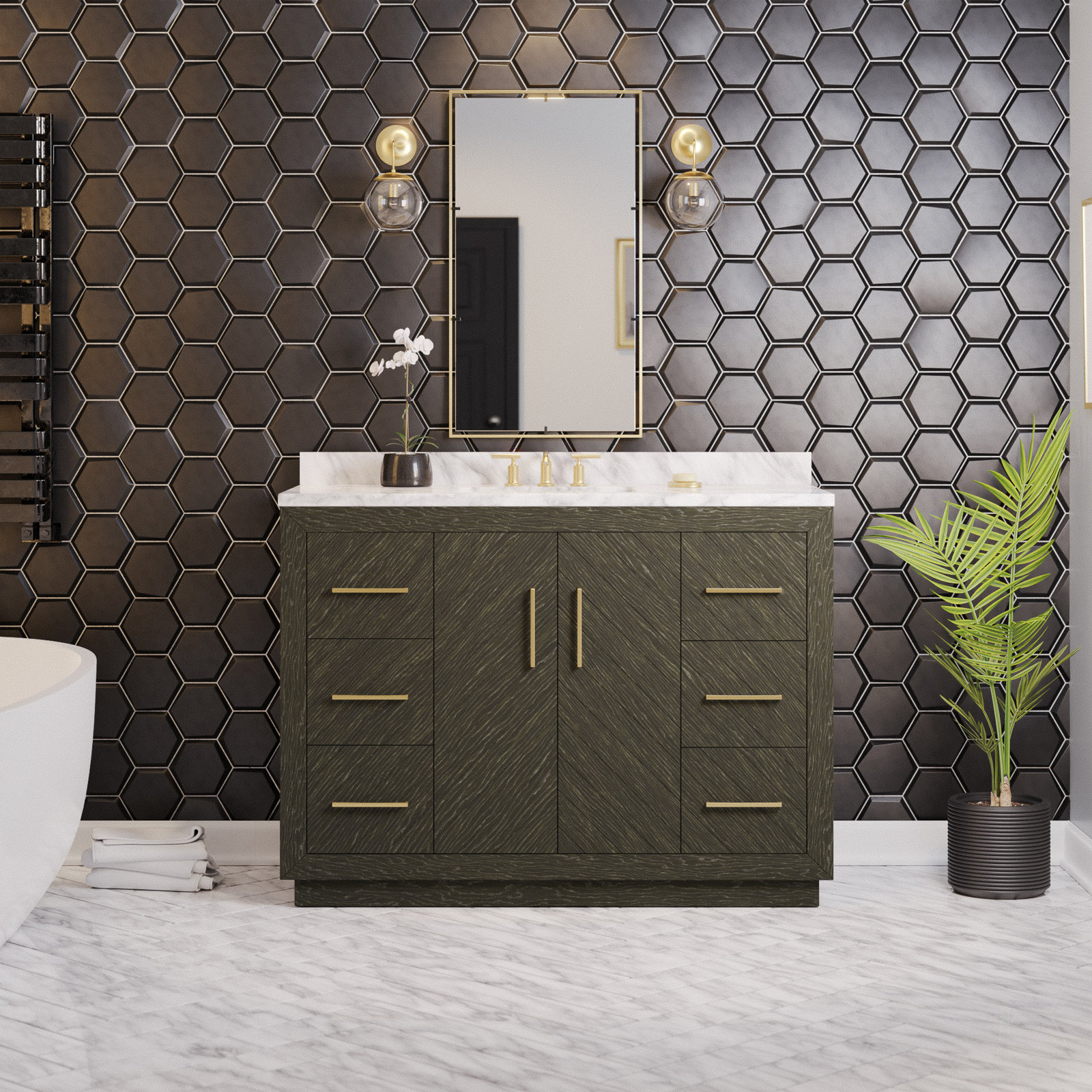 Sadelle 48'' Single Bathroom Vanity, Dark Oak