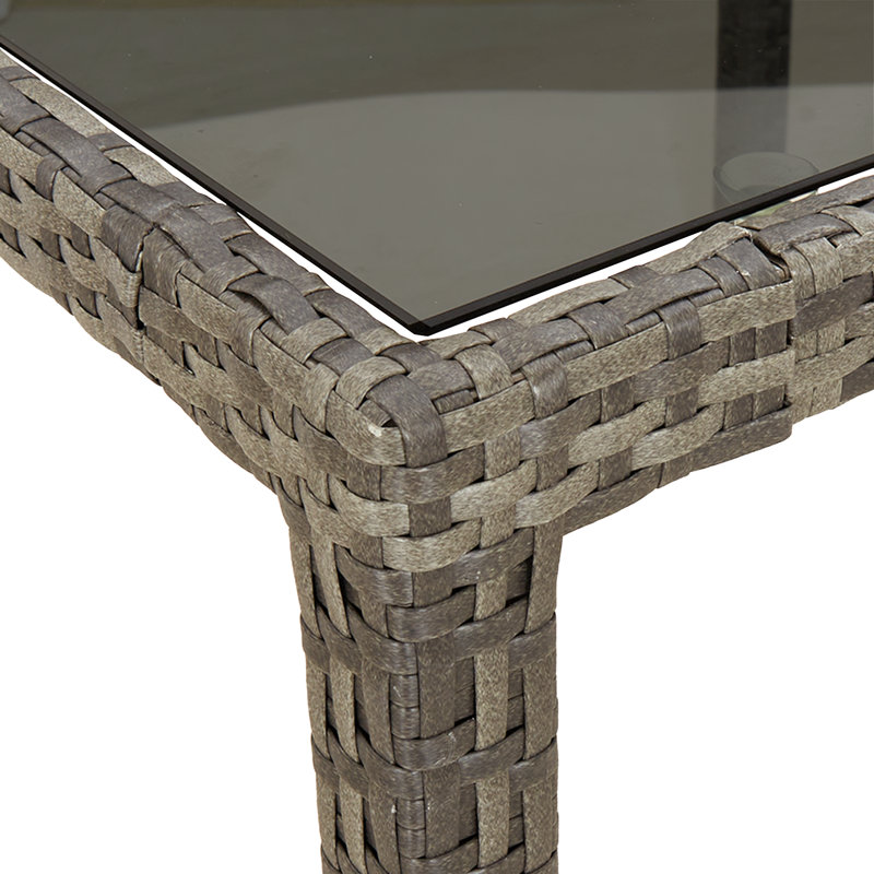 Table de salle à manger de jardin 35,4 po en rotin de polyester, Brun, H 29,5 po x L 59,1 po x l 35,4 po