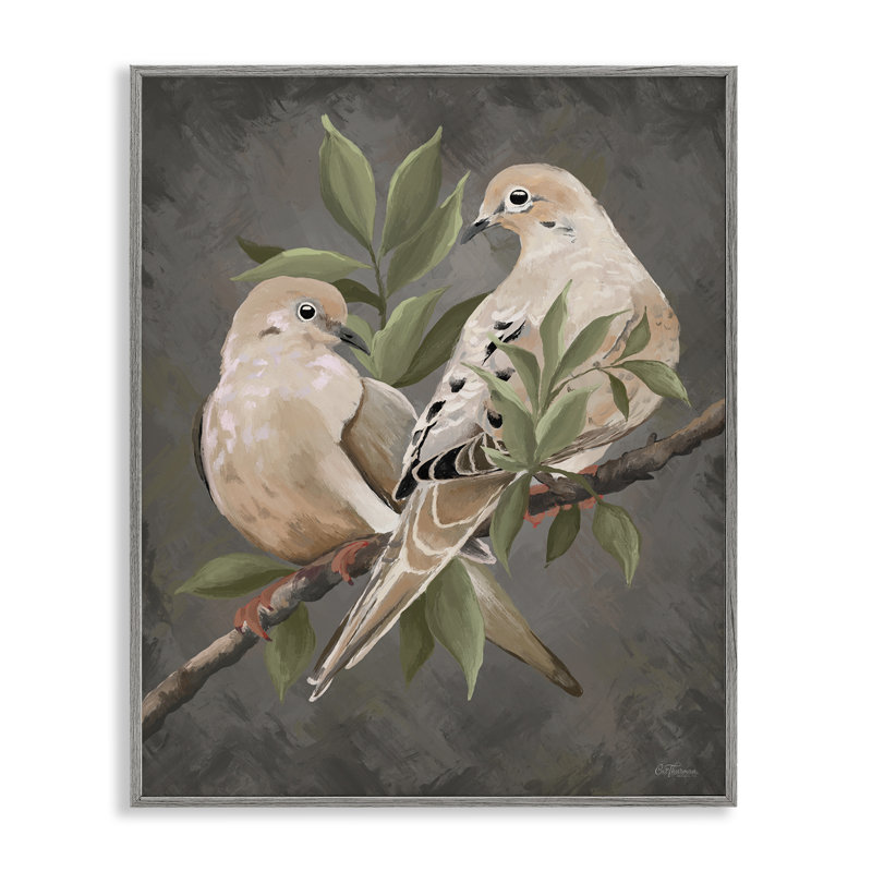  Paire d'oiseaux sur fond gris, estampe numérique par Cat Thurman Designs, Estampe numérique Farmhouse, H 20 po x l 16 po