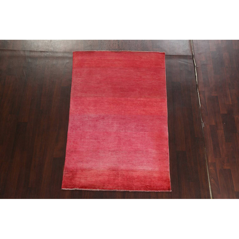 Tapis oriental unique en laine de style contemporain Gabbeh Kashkoli noué à la main 4 pi 3 po x 6 pi 6 po