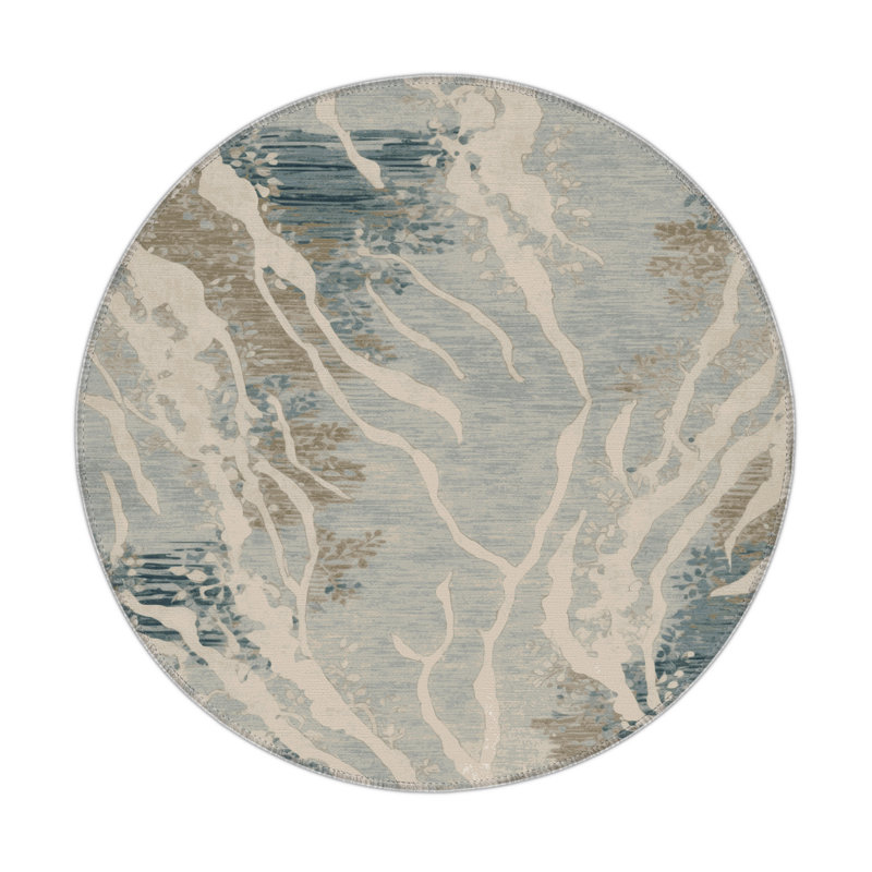 Tapis beige d'intérieur et d'extérieur Nature, Rond 5 pi