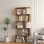 Bibliothèque géométrique à 5 niveaux, ensemble de 2 tablettes en forme de S, 62,6 po de hauteur, diviseur de pièce, présentoir décoratif-1232749706