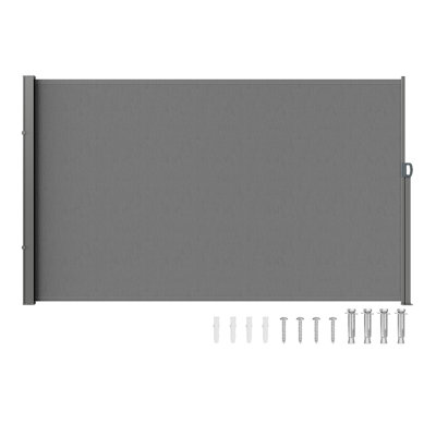 Auvent latéral rétractable, écran d'intimité extérieur 71 po, écran de patio rétractable en polyester 180G imperméable, pare-vent UV 30+ pour patio, cour arrière, balcon, gris
