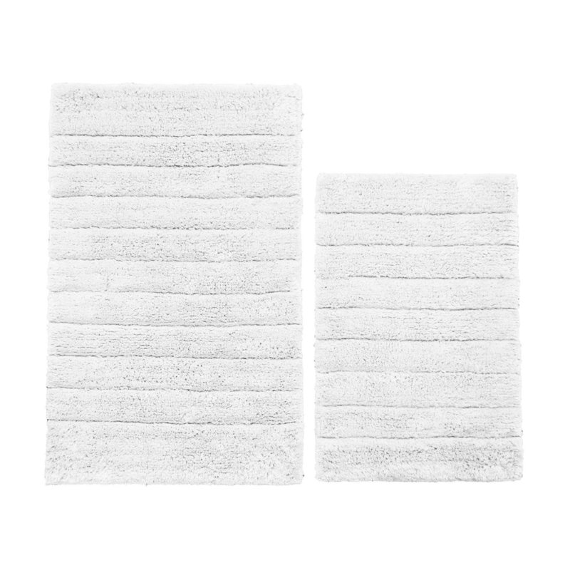 Shiwanda Ribbed Two Piece Bath Mat Set, White