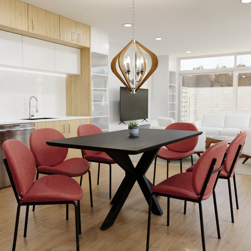 Modern PU Leather Dining Chair with Iron Frame, Comfortable and Beautiful Side Chair for Kitchen and Dining Room, Bordeaux