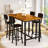 Industrial Bar Table Set with 4 PU Stools - Counter Height, Space-Saving 5-Piece Dining Set (43” L)-733517809