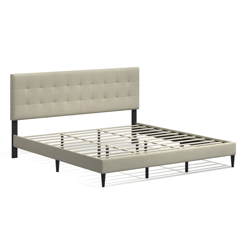 Saltz Upholstered Platform Bed, Beige, King