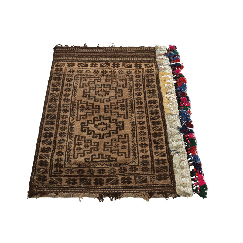 Wool Geometric Area Rug in Beige