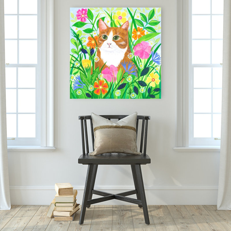 Expression Of NatureaS Vivid Beauty Abstract Cat Daisy Flower Landscape Wall Art Print 1 Piece Wrapped Canvas Wall Art