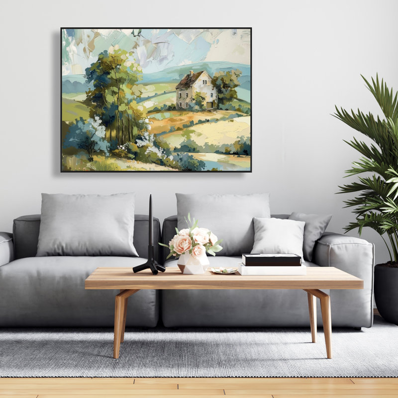 On the Plain - Green Framed Canvas for Home Decor