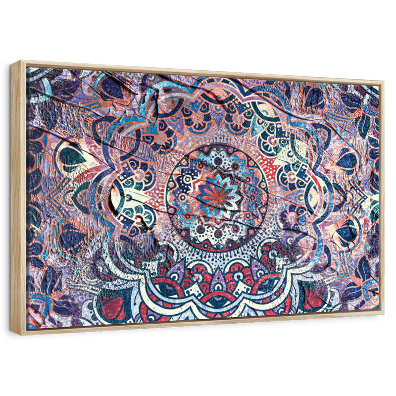 Mandala enchanté, Cadre flottant en bois naturel, 19 po x 13 po