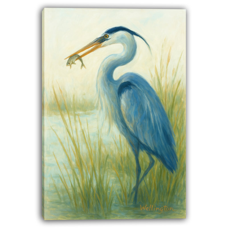 «Majestic Blue Heron in Wetlands», art mural sur toile