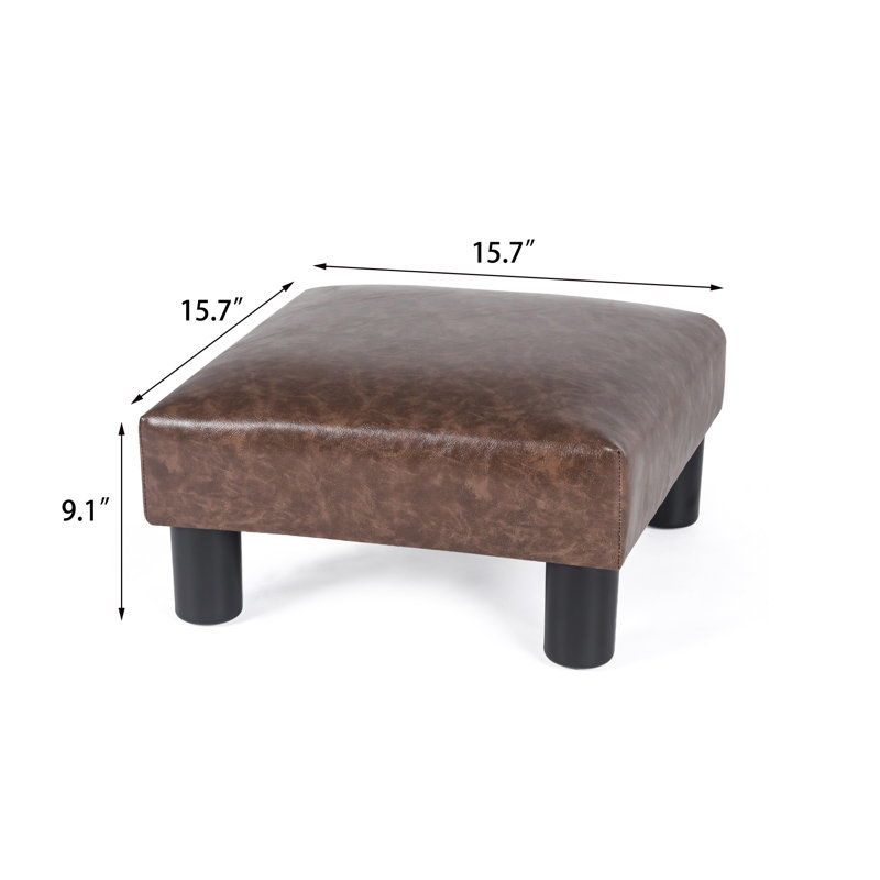 Small Foot Rest Stool Ottoman, Leather Footrest Square Footstool With Non-Skid Plastic Legs, For Chair, Under Desk, Office, Living Room, (Brown)