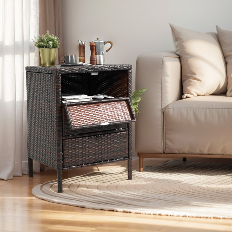 Sarter Rectangular Wicker Outdoor Side Table
