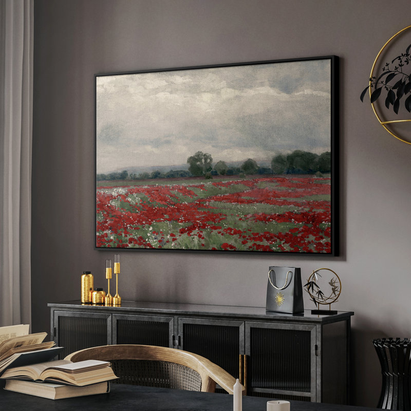 Botanique rétro - XC III, Toile avec cadre flottant noir, H 27 po x l 41 po x P 2 po
