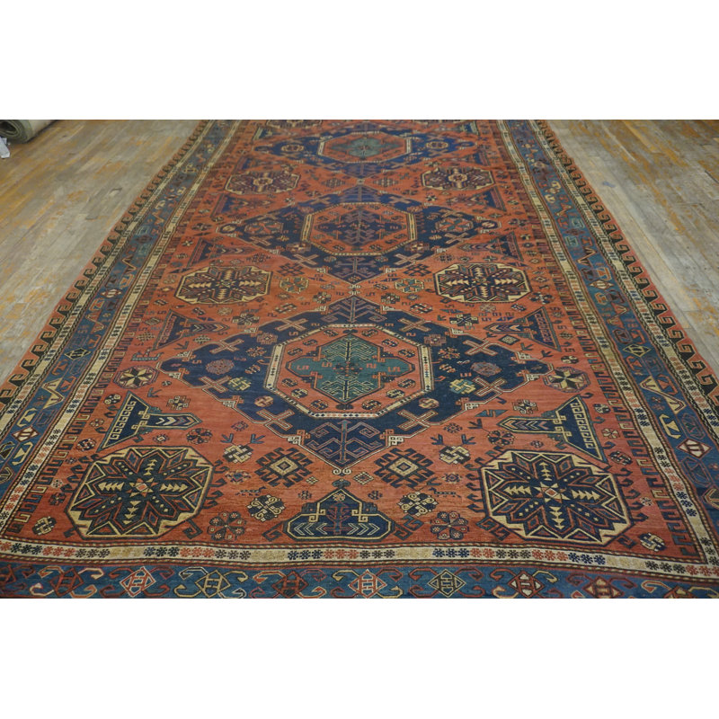 Antique Soumak Caucasian Allover Geometric Flat Weave Rug