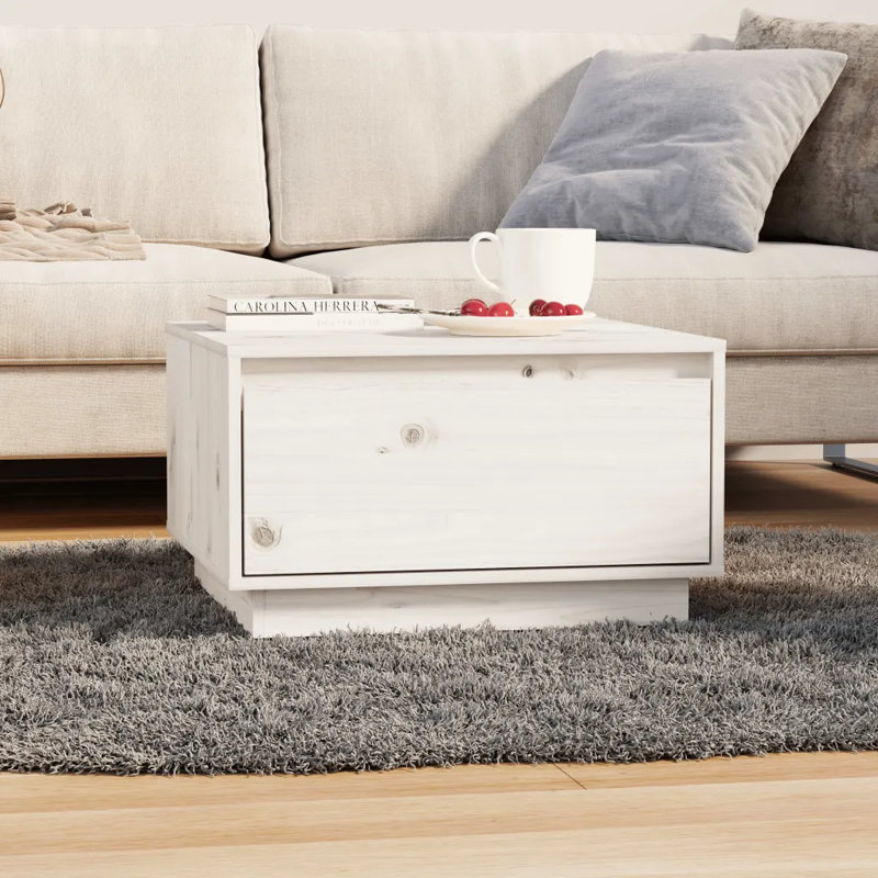 Gouker Solid Coffee Table with Storage, White