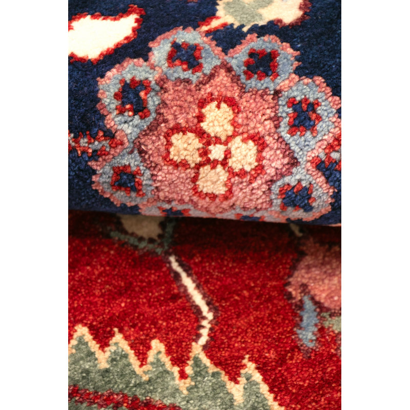 Serapi Hand Knotted Wool Oriental Area Rug, Rectangle 9' x 12', Red/Navy/Cream
